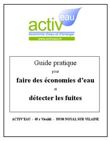 Guide d'économie d'eau et d'énergie avec détection des fuites d'eau (version numérique)