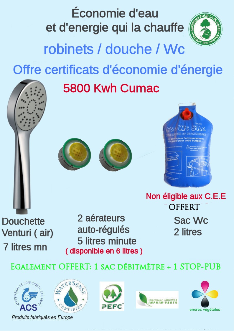 EconoMIX pommeau de douche économiseur d'eau- Venturi